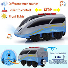 Load image into Gallery viewer, Battery Operated Action Locomotive Train &amp; 10 Pcs Wooden Train Track &amp; 2 Smart Action Tunnels - 13 Piece Train Toy with Accessories and Wooden Tracks
