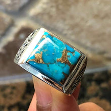 Load image into Gallery viewer, Gorgeous Blue Mohave Copper Turquoise 925 Sterling Silver Men's Ring Size 7, 8, 9, 10, 11, 12, 13
