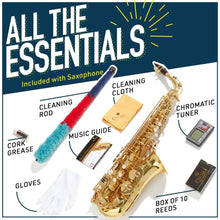 Load image into Gallery viewer, Mendini By Cecilio Eb Alto Saxophone - Case, Tuner, Mouthpiece, 10 Reeds, Pocketbook - Black &amp; NickelE Flat Musical Instruments
