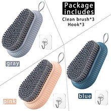 Load image into Gallery viewer, 3 Pack Scrub Brush,Soft &amp; Stiff Bristles Brush,Dish Washing Brushes,Non-Slip Good Grip Laundry Scrubber for Kitchen Sink Carpet Tile Floor Bathroom Shoes Clothes Scrubbing and Cleaning-Blue/Gray/Pink
