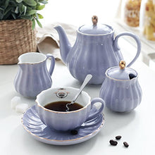 Load image into Gallery viewer, Sweejar hualisi Porcelain Sets British Royal Series, 8 OZ Cups&amp; Saucer Service for 6, with Teapot Sugar Bowl Cream Pitcher Teaspoons Strainer for Tea/Coff, 22 Piece

