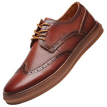 Load image into Gallery viewer, Men's Wingtip Brogue Oxford Sneaker Shoes Genuine Leather Casual Dress Shoes Maroon Brown for Men Footwear Size 13
