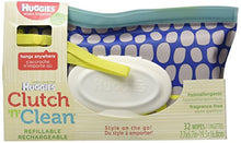 Load image into Gallery viewer, HUGGIES Natural Care Unscented Baby Wipes, Sensitive, Water-Based, 1 Clutch 'N' Clean Refillable Travel, 32 Count Total
