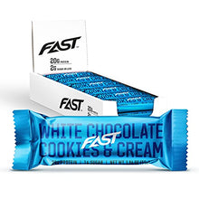 Load image into Gallery viewer, FAST BRANDS White Chocolate Cookies &amp; Cream, 20 Gram Protein Bars (Pack of 12)
