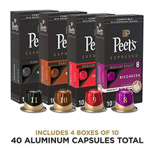 Load image into Gallery viewer, Peet's Coffee Espresso Capsules Variety Pack, 40 Count Single Cup Coffee Pods, Compatible with Nespresso Original Brewers, Crema Scura, Nerissimo, Ricchezza, Ristretto
