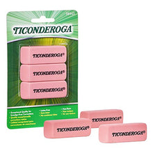 Load image into Gallery viewer, TICONDEROGA Pink Carnation Erasers, Wedge, Medium, Pink, 2-5/16 x 13/16 x 7/17 Inches, 3-Pack (38943)

