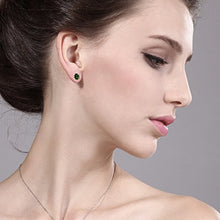 Load image into Gallery viewer, Gem Stone King 2.40 Ct 8x6mm Green Chrome Diopside 18K Yellow Gold Plated Silver Stud Earrings
