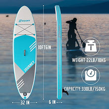 Load image into Gallery viewer, EGGORY Inflatable Stand Up Paddle Board,10'6"x 32"x 6" | SUP Surfboard with Premium SUP Accessories &amp; Backpack, Adj Paddle, Pump, Leash, Valve Adjuster | Youth &amp; Adult Surfing Boat, White
