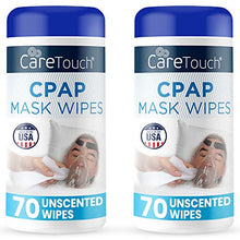 Load image into Gallery viewer, Care Touch CPAP Mask Cleaning Wipes - Unscented | 2 Packs of 70 Unscented Cleaning Wipes for CPAP Masks (140 Total) | Made in The USA
