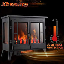 Load image into Gallery viewer, Xbeauty Electric Fireplace Stove, Freestanding Fireplace Heater with Realistic Flame, Indoor Electric Stove Heater, Portable, Infrared, Thermostat, Overheating Safety System, 1000W/1500W(23 Inch)
