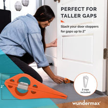 Load image into Gallery viewer, Wundermax Door Stoppers - Rubber Security Wedge for Bottom of Door on Carpet, Concrete, Tile, Linoleum &amp; Wood - Heavy Duty Door Stop - Home Improvement - 3 Pack - Red
