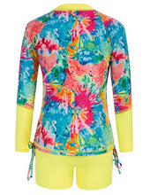 Load image into Gallery viewer, GRACE KARIN Girls Rash Guard Swimwear Long Sleeve Swimsuit 2-Piece Bathing Suit Tie Dye 14Y

