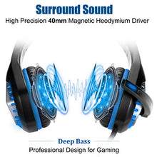 Load image into Gallery viewer, Pacrate Gaming Headset for Xbox One,Xbox Series X,PS4, PS5,PC, Mac,Laptop with Noise Cancelling Mic - Surround Gaming Headphones - Soft Memory Over Ear PS4 Headset with LED Light for Child, Men, Women
