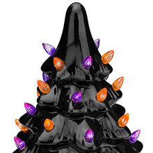 Load image into Gallery viewer, Best Choice Products Pre-Lit 15in Ceramic Tabletop Halloween Tree Holiday Decoration w/Orange &amp; Purple Bulb Lights
