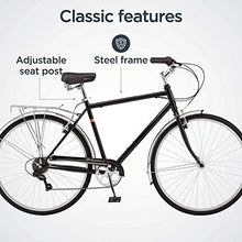 Load image into Gallery viewer, Schwinn Wayfarer Adult Bike Hybrid Retro-Styled Cruiser, 18-Inch/Medium Steel Step-Over Frame, 7-Speed Drivetrain, Rear Rack, 700C Wheels, Blue
