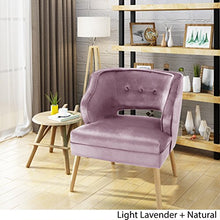 Load image into Gallery viewer, Christopher Knight Home Mariposa Mid-Century Velvet Accent Chair, Light Lavender / Natural
