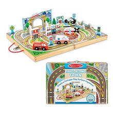 Load image into Gallery viewer, Melissa &amp; Doug 18-Piece Wooden Take-Along Tabletop Town, 4 Rescue Vehicles, Play Pieces, Bridge
