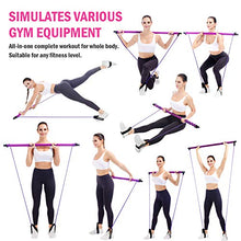 Load image into Gallery viewer, Viajero Pilates Bar Kit for Portable Home Gym Workout - 2 Latex Exercise Resistance Band - 3-Section Sticks - All-in-one Strength Weights Equipment for Body Fitness Squat Yoga with E-Book &amp; Video

