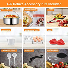 Load image into Gallery viewer, MOOSOO 13-in-1 Electric Pressure Cooker, 6QT Instant One-Touch Pressure Pot, Stain-Resistant Pressure Cooker with Digital Touchscreen, Slow Cooker, Steamer, Saute, Yogurt Maker, Egg Cooker, with ETL Certified, 11+ Accessories and Recipes
