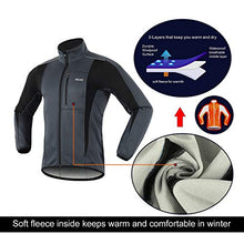 Load image into Gallery viewer, ARSUXEO Winter Warm UP Thermal Softshell Cycling Jacket Windproof Waterproof Bicycle MTB Mountain Bike Clothes 15-K Gray Size Large
