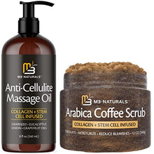 Load image into Gallery viewer, M3 Naturals Anti Cellulite Massage Oil + Arabica Coffee Body Scrub
