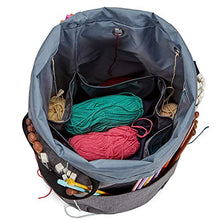 Load image into Gallery viewer, HOMEST XL Yarn Storage Tote, Tangle Free with 6 Oversized Grommets, Knitting and Crochet Organizer, Large Craft Supplies Bag with Drawstring Closure, Grey (Patent Design)
