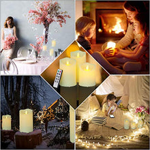 Load image into Gallery viewer, Flickering Flameless Candles Outdoor Waterproof Battery Operated Candle Led Candle Pillar Frosted Plastic Candle Set of 3 Include Realistic Dancing LED Flames and Remote Control （D:3.25"x H:4"5"6"）
