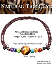Load image into Gallery viewer, Jewever Natural Tiger Eye with 7 Chakra Choker Necklace for Women Men Crystal Necklaces Chokers wealth Meditation Yoga Crystals and Healing Stones
