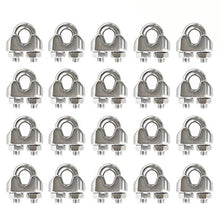 Load image into Gallery viewer, HEVERP 20PCS 1/8 Inches M3 Stainless Steel Wire Rope Cable Clip Clamp
