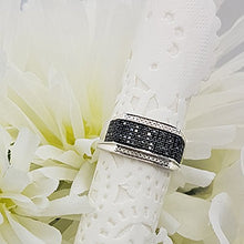 Load image into Gallery viewer, Dazzlingrock Collection 0.42 Carat (ctw) Platinum Plated Sterling Silver Black &amp; White Diamond Men's Hip Hop Ring, Size 8
