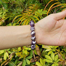 Load image into Gallery viewer, Chengmu 12mm Banded Amethyst Stretch Bracelet for Men Natural Round Beads Semi Precious Gemstone for Crystal Elastic Beaded Bracelet 8"
