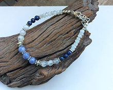 Load image into Gallery viewer, Natural Celestite bracelet, White blue gem bracelet, Moonstone Lapis celestite handmade bracelet

