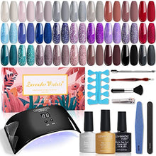 Load image into Gallery viewer, Lavender Violets 38 Pcs Gel Nail Polish Kit with 24W UV LED Lamp Dryer, Red Brown 27 Color Gel Polish, No Wipe Top Base Coat, All-In-One Manicure Kit for Beginner, Nail Design Salon Set B975
