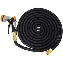 Load image into Gallery viewer, 50ft Expandable Garden hose with 8 pattern hose nozzle - 3/4’’ Solid Brass Fittings with Protective Washer No leak &amp; Rust - Portable Storage Bag Easy Carry and Use
