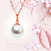 Load image into Gallery viewer, Solid 14k Rose Gold Pearl Necklace for Women Real Gold Jewelry Gifts for Wife Mom Grilfriend, Mothers Day Present for Her, 18" (Rose Gold)
