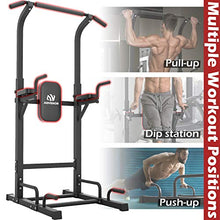 Load image into Gallery viewer, ADVENOR Power Tower Dip Station Pull Up Bar for Home Gym Dip Stands Strength Training Workout Equipment (RED)
