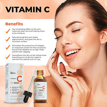 Load image into Gallery viewer, KIZZ Vitamin C Serum - Facial Skin Care Formulated with Hyaluronic Acid, Vitamin E, Aloe, Jojoba Oil &amp; Witch Hazel - For Brightening &amp; Moisturizing Skin - Helps Lift Fine Lines, Wrinkles - 2 fl. Oz
