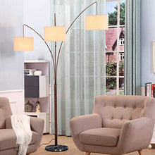 Load image into Gallery viewer, Brightech Trilage Arc Floor Lamp w/Marble Base - 3 Lights Hanging Over The Couch from Behind - Multi Head Arching Tree Lamp - for Mid Century, Modern &amp; Contemporary Rooms - Oil Rubbed Bronze
