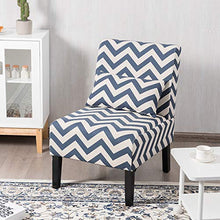 Load image into Gallery viewer, Giantex Set of 2 Armless Accent Chair w/Back Pillow, Wood Legs, Soft Sponge, Upholstered Fabric Accent Side Chair, Living Room Chair for Home, Bedroom, Office (2, Blue/White)
