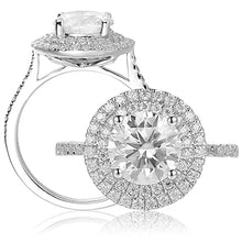 Load image into Gallery viewer, Frayerr Vintage Design Anniversary Ring - Excellent Round Cut 2.00 Carat Moissanite Women Ring - Double Halo 925 Silver Handcrafted Ring
