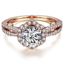 Load image into Gallery viewer, AllenCOCO Halo Engagement Rings 14k Gold Plated 1.25ct Simulated Diamond Wedding Rings (R6.5)
