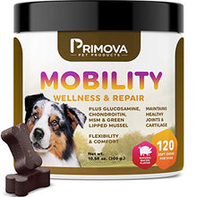 Load image into Gallery viewer, Primova Glucosamine for Dogs - Advanced Hip &amp; Joint Support for Dogs with Chondroitin, Turmeric, MSM, Manganese and Astaxanthin - Dog Joint Supplement Soft Chews for Arthritis Pain Relief
