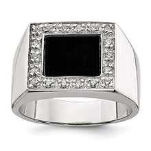 Load image into Gallery viewer, 925 Sterling Silver Mens Cubic Zirconia Cz Black Onyx Band Ring Size 9.00 Man Fine Jewelry For Dad Mens Gifts For Him
