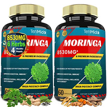 Load image into Gallery viewer, 2 Packs Moringa Capsules equivalent to 8530mg, 4 Months Supply &amp; Turmeric, Ashwagandha, Ginger, Licorice, Pepper|Immune Support, Energy Booster|Multi Vitamin Oleifera Leaf|Anti-Inflammatory Supplement
