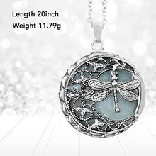 Load image into Gallery viewer, Shop LC Sky Blue Aventurine Healing Crystal Necklace for Women Crescent Moon Real Stone Pendant Chakra Jewelry Wire Wrapped Dragonfly Gifts Size 20"
