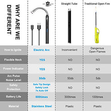 Load image into Gallery viewer, WestRiver Candle Lighter, USB Rechargeable Electric Arc Lighter with Safety Lock &amp; Power Indicator, Portable Flameless Windproof Plasma Lighters with Long Flexible Neck &amp; Aluminum Case (Elegant Black)

