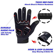 Load image into Gallery viewer, Aegend Adjustable Lightweight Cycling Gloves - Touch Screen, Anti-Slip Full Finger Mountain Bike Gloves - Breathable Sports Gloves for Biking, Workout - Unisex Motorcycle Gloves for Men/Women, M
