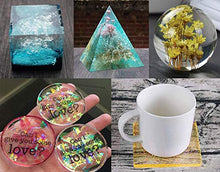 Load image into Gallery viewer, Silicone Resin Molds 5Pcs Resin Casting Molds Including Sphere, Cube, Pyramid, Square, Round with 1 Measuring Cup &amp; 5 Plastic Transfer Pipettes for Resin Epoxy, Candle Wax, Soap, Bowl Mat etc
