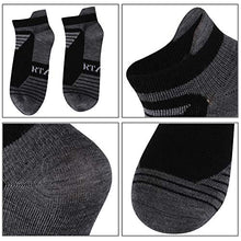 Load image into Gallery viewer, 90% Merino Wool Socks Men and Women, RTZAT No Show Low Cut 3 Pairs Cushioned Athletic Moisture Wicking Running Ankle Sock,Black&amp;Dark Gray, Medium
