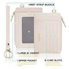 Load image into Gallery viewer, Wikavanli Women Slim Rfid Blocking Credit Card Case Holder Wristlet Zip ID Case Wallet Small Compact Leather Wallet Coin Purse with Keychain (Beige)
